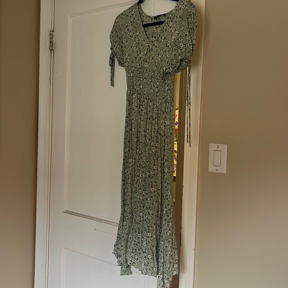Floral green maxi dress
